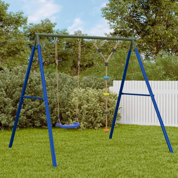 Outdoor Swing Set with Swing and Disc Rope Swing - Heavy-Duty Metal Frame for Kids, Adjustable Height, Safe for Backyards and Playgrounds - Premium  from Home Treasures - Just £175.99! Shop now at Home Treasures