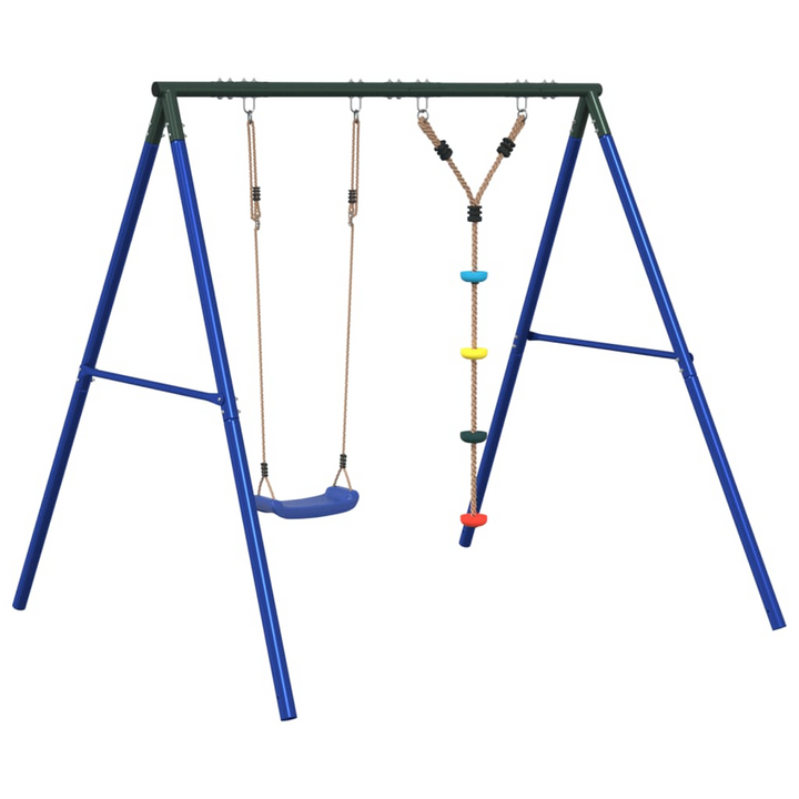 Outdoor Swing Set with Swing and Disc Rope Swing - Heavy-Duty Metal Frame for Kids, Adjustable Height, Safe for Backyards and Playgrounds - Premium  from Home Treasures - Just £175.99! Shop now at Home Treasures