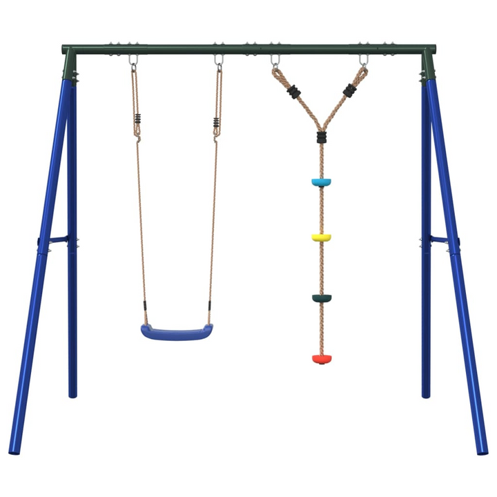 Outdoor Swing Set with Swing and Disc Rope Swing - Heavy-Duty Metal Frame for Kids, Adjustable Height, Safe for Backyards and Playgrounds - Premium  from Home Treasures - Just £175.99! Shop now at Home Treasures