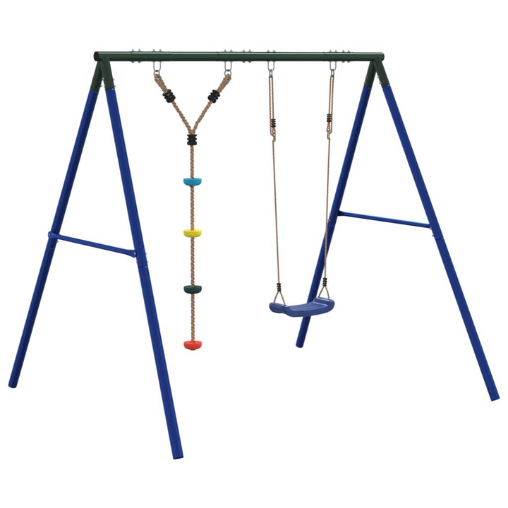 Outdoor Swing Set with Swing and Disc Rope Swing - Heavy-Duty Metal Frame for Kids, Adjustable Height, Safe for Backyards and Playgrounds - Premium  from Home Treasures - Just £175.99! Shop now at Home Treasures