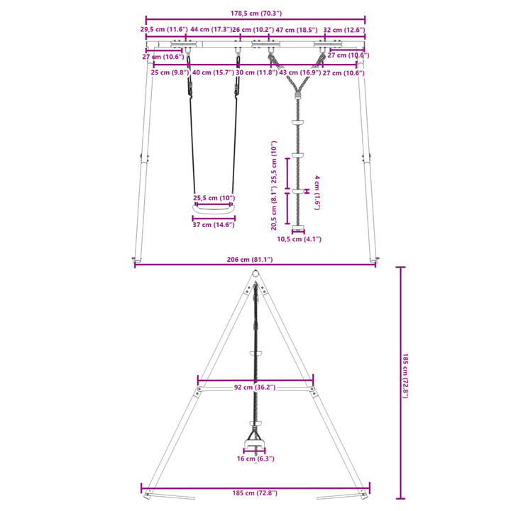 Outdoor Swing Set with Swing and Disc Rope Swing - Heavy-Duty Metal Frame for Kids, Adjustable Height, Safe for Backyards and Playgrounds - Premium  from Home Treasures - Just £175.99! Shop now at Home Treasures