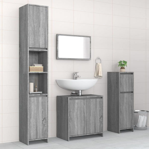 4 Piece Bathroom Furniture Set - Grey Sonoma Engineered Wood - Modern & Stylish Storage Solution - Premium  from Home Treasures - Just £214.99! Shop now at Home Treasures