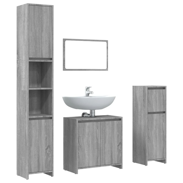 4 Piece Bathroom Furniture Set - Grey Sonoma Engineered Wood - Modern & Stylish Storage Solution - Premium  from Home Treasures - Just £214.99! Shop now at Home Treasures