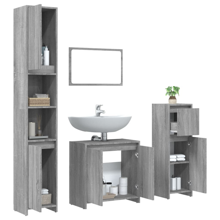 4 Piece Bathroom Furniture Set - Grey Sonoma Engineered Wood - Modern & Stylish Storage Solution - Premium  from Home Treasures - Just £214.99! Shop now at Home Treasures