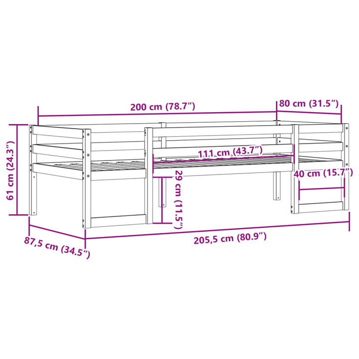 Children's Pine Wood Bed Frame - 80x200 cm, Solid & Sturdy Design for Children - Premium  from Home Treasures - Just £115.99! Shop now at Home Treasures