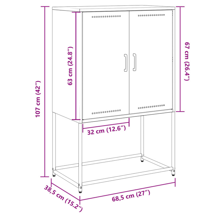 Industrial Highboard in Black Steel, 68.5x38.5x107 cm | Ample Storage for Living Room & Bedroom - Premium  from Home Treasures - Just £102.99! Shop now at Home Treasures