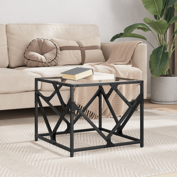 Modern Coffee Table with Transparent Glass Top, 50x50x41 cm, Steel Frame - Stylish and Durable Living Room Centerpiece - Premium  from Home Treasures - Just £45.99! Shop now at Home Treasures