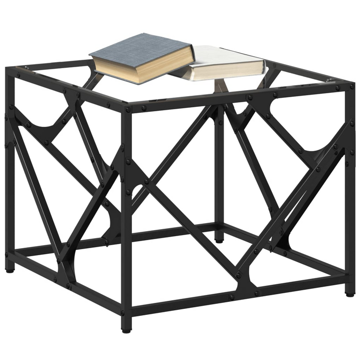 Modern Coffee Table with Transparent Glass Top, 50x50x41 cm, Steel Frame - Stylish and Durable Living Room Centerpiece - Premium  from Home Treasures - Just £45.99! Shop now at Home Treasures