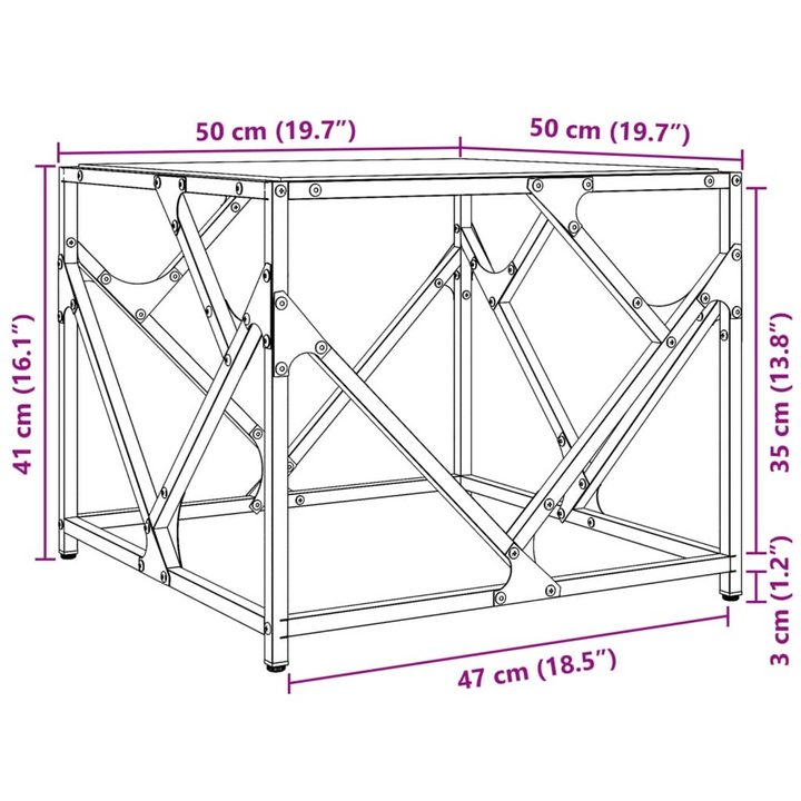 Modern Coffee Table with Transparent Glass Top, 50x50x41 cm, Steel Frame - Stylish and Durable Living Room Centerpiece - Premium  from Home Treasures - Just £45.99! Shop now at Home Treasures