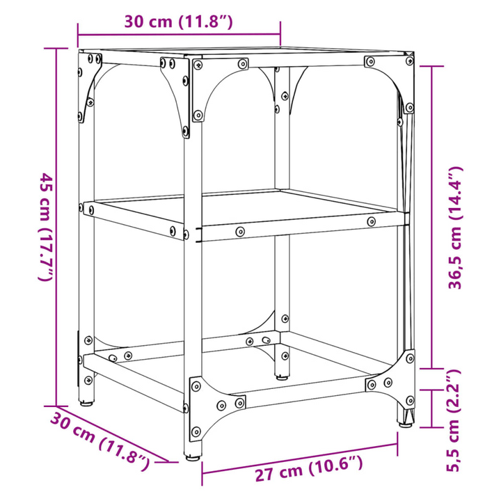 Elegant Coffee Tables, Set of 2 with Transparent Glass Tops - 30x30x45 cm, Steel Frame - Premium  from Home Treasures - Just £56.99! Shop now at Home Treasures