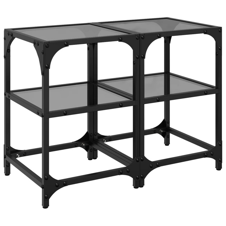 Elegant Coffee Tables with Black Glass Top - Set of 2, 30x30x45 cm, Durable Steel Frame - Premium  from Home Treasures - Just £59.99! Shop now at Home Treasures