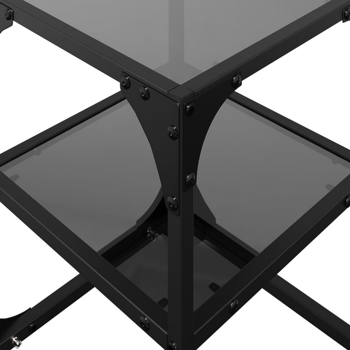 Elegant Coffee Tables with Black Glass Top - Set of 2, 30x30x45 cm, Durable Steel Frame - Premium  from Home Treasures - Just £59.99! Shop now at Home Treasures