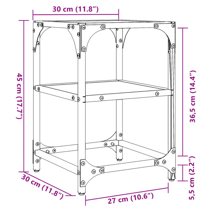 Elegant Coffee Tables with Black Glass Top - Set of 2, 30x30x45 cm, Durable Steel Frame - Premium  from Home Treasures - Just £59.99! Shop now at Home Treasures