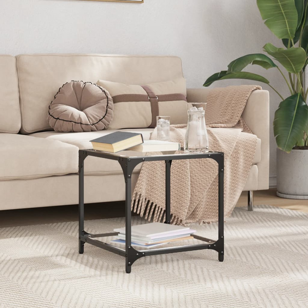 Elegant Coffee Table with Transparent Glass Top - 40x40x40 cm, Steel Frame, Modern Design - Premium  from Home Treasures - Just £38.99! Shop now at Home Treasures