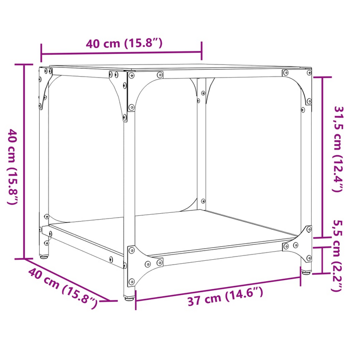 Elegant Coffee Table with Transparent Glass Top - 40x40x40 cm, Steel Frame, Modern Design - Premium  from Home Treasures - Just £38.99! Shop now at Home Treasures