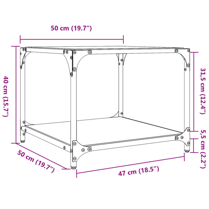 Modern Coffee Tables with Transparent Glass Top, Set of 2, 50x50x40 cm, Steel & Engineered Wood - Elegant Living Room Furniture - Premium  from Home Treasures - Just £75.99! Shop now at Home Treasures