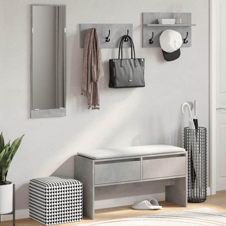 4 Piece Hallway Furniture Set - Concrete Grey Engineered Wood, Stylish Entryway Organizer - Premium  from Home Treasures - Just £107.99! Shop now at Home Treasures