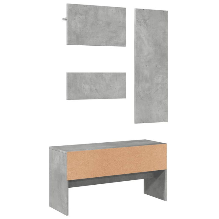 4 Piece Hallway Furniture Set - Concrete Grey Engineered Wood, Stylish Entryway Organizer - Premium  from Home Treasures - Just £107.99! Shop now at Home Treasures