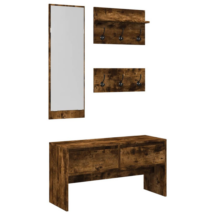 Elegant 4-Piece Hallway Furniture Set in Smoked Oak | Space-Saving Design - Premium  from Home Treasures - Just £107.99! Shop now at Home Treasures