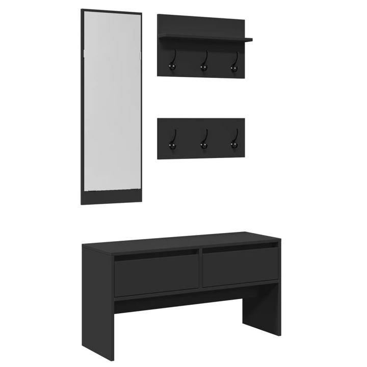 4 Piece Hallway Furniture Set - Sleek Black Engineered Wood Entryway Solution - Premium  from Home Treasures - Just £115.99! Shop now at Home Treasures