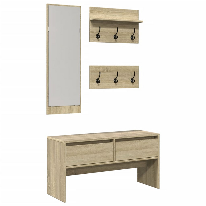 Elegant 4 Piece Hallway Furniture Set - Sonoma Oak Engineered Wood | Stylish Entryway Solution - Premium  from Home Treasures - Just £111.99! Shop now at Home Treasures