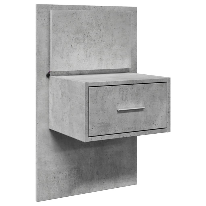 Wall-mounted Bedside Cabinet with LED Lights in Concrete Grey - Modern, Space-Saving Design with Sturdy Storage - Premium  from Home Treasures - Just £66.99! Shop now at Home Treasures