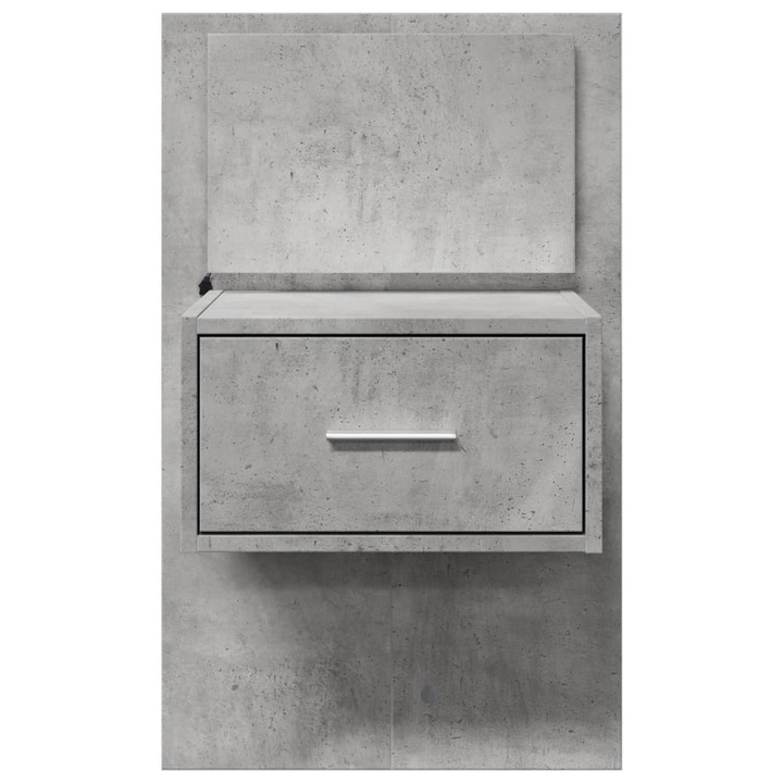 Wall-mounted Bedside Cabinet with LED Lights in Concrete Grey - Modern, Space-Saving Design with Sturdy Storage - Premium  from Home Treasures - Just £66.99! Shop now at Home Treasures