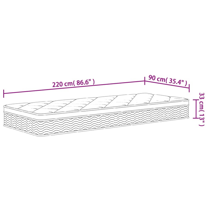 Pocket Spring Mattress Medium Plus - 90x220 cm | Optimal Comfort & Support for Restful Sleep - Premium  from Home Treasures - Just £295.99! Shop now at Home Treasures