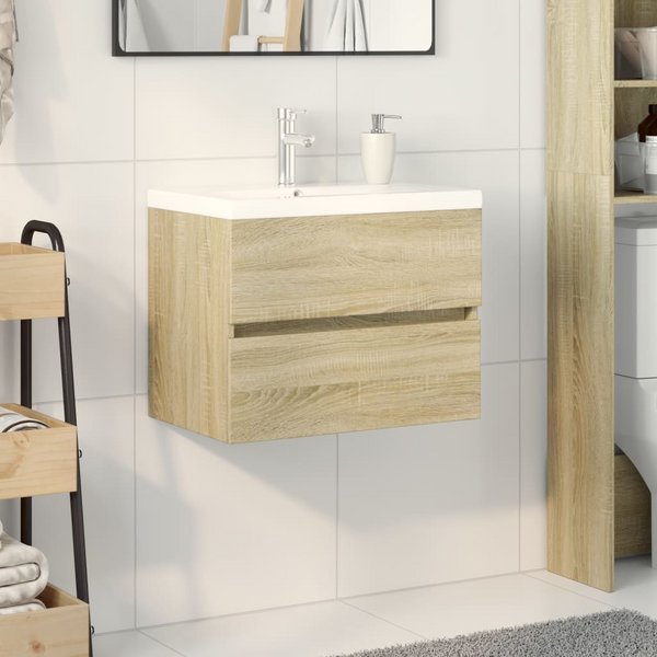 Elegant 2 Piece Bathroom Furniture Set - Ceramic Basin & Engineered Wood Cabinet - Premium  from Home Treasures - Just £237.99! Shop now at Home Treasures