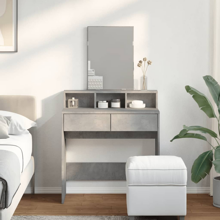 Stylish Dressing Table with Mirror - Concrete Grey, 80x41x144.5 cm – Ample Storage & Elegant Design - Premium  from Home Treasures - Just £108.99! Shop now at Home Treasures