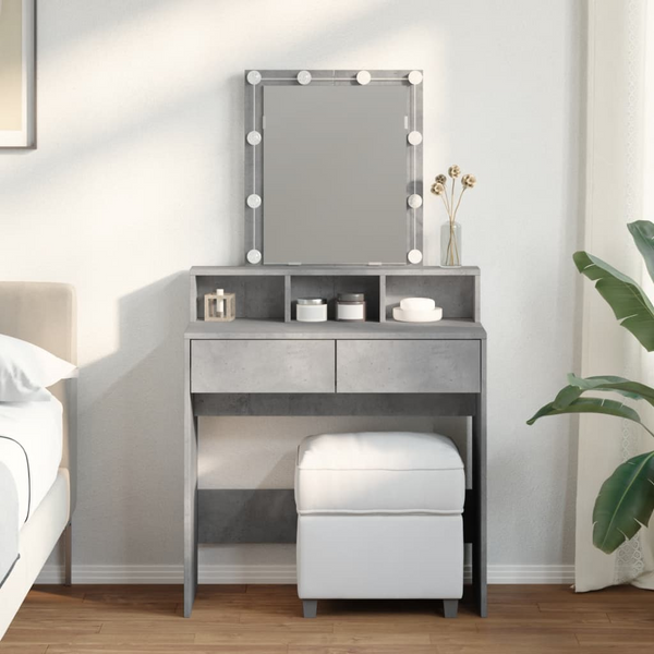 Stylish Dressing Table with LED Lights - Concrete Grey, 80x41x144.5 cm - Ample Storage for Your Beauty Essentials - Premium  from Home Treasures - Just £112.99! Shop now at Home Treasures