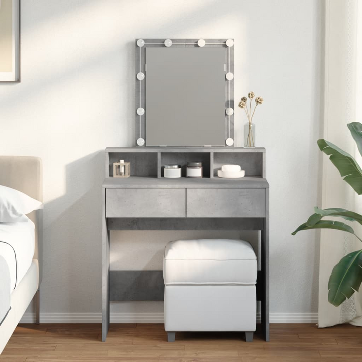 Stylish Dressing Table with LED Lights - Concrete Grey, 80x41x144.5 cm - Ample Storage for Your Beauty Essentials - Premium  from Home Treasures - Just £112.99! Shop now at Home Treasures