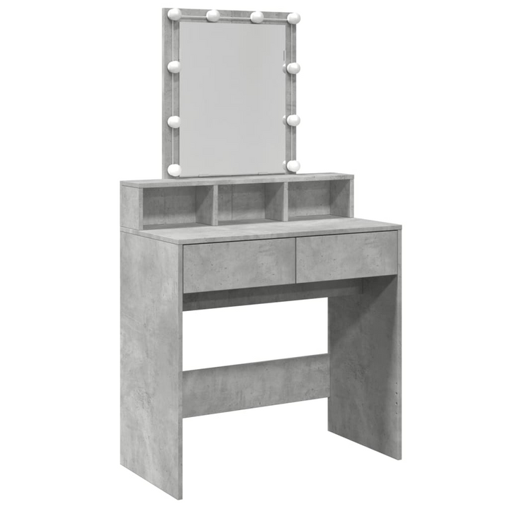 Stylish Dressing Table with LED Lights - Concrete Grey, 80x41x144.5 cm - Ample Storage for Your Beauty Essentials - Premium  from Home Treasures - Just £112.99! Shop now at Home Treasures