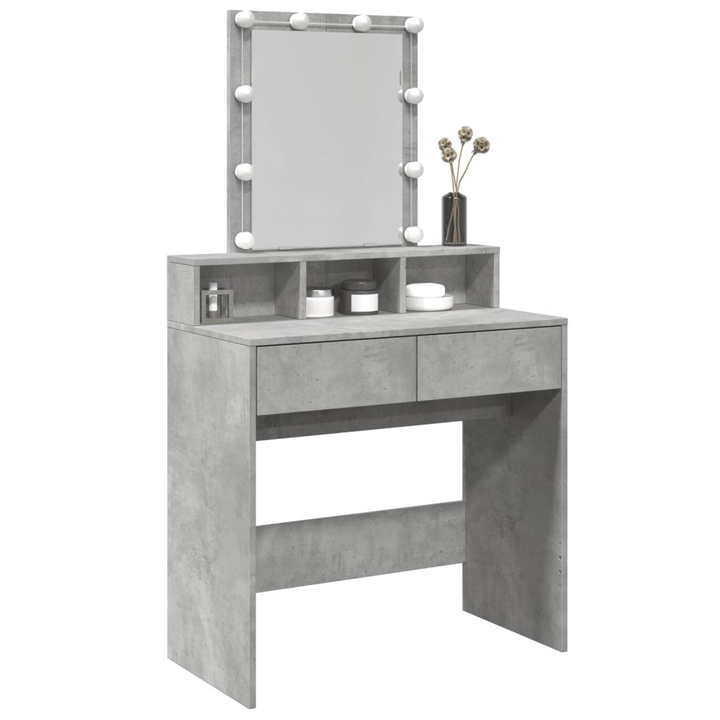 Stylish Dressing Table with LED Lights - Concrete Grey, 80x41x144.5 cm - Ample Storage for Your Beauty Essentials - Premium  from Home Treasures - Just £112.99! Shop now at Home Treasures