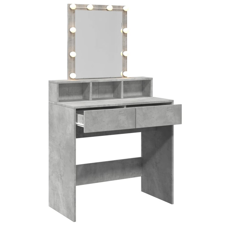 Stylish Dressing Table with LED Lights - Concrete Grey, 80x41x144.5 cm - Ample Storage for Your Beauty Essentials - Premium  from Home Treasures - Just £112.99! Shop now at Home Treasures