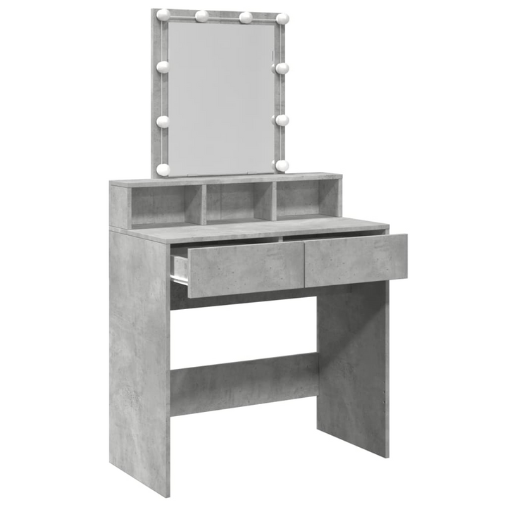 Stylish Dressing Table with LED Lights - Concrete Grey, 80x41x144.5 cm - Ample Storage for Your Beauty Essentials - Premium  from Home Treasures - Just £112.99! Shop now at Home Treasures