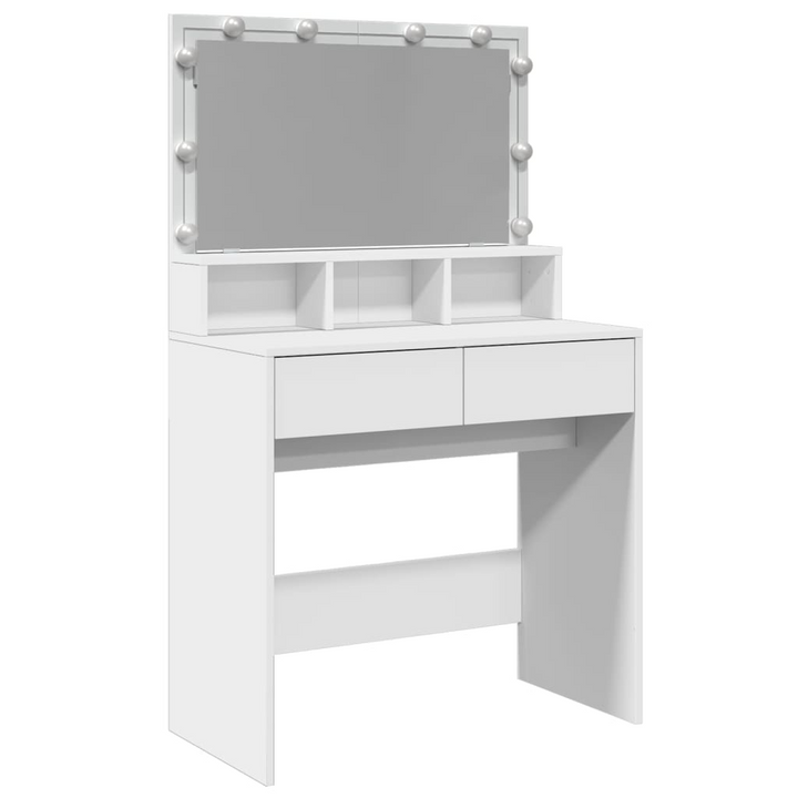 Modern Dressing Table with LED Lights - White, 80x41x134.5 cm | Elegant Vanity Desk with Ample Storage and Mirror - Premium  from Home Treasures - Just £177.99! Shop now at Home Treasures