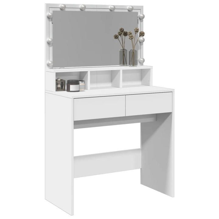 Modern Dressing Table with LED Lights - White, 80x41x134.5 cm | Elegant Vanity Desk with Ample Storage and Mirror - Premium  from Home Treasures - Just £177.99! Shop now at Home Treasures