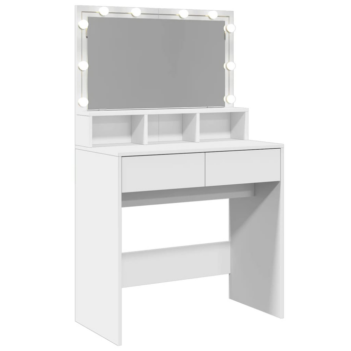 Modern Dressing Table with LED Lights - White, 80x41x134.5 cm | Elegant Vanity Desk with Ample Storage and Mirror - Premium  from Home Treasures - Just £177.99! Shop now at Home Treasures