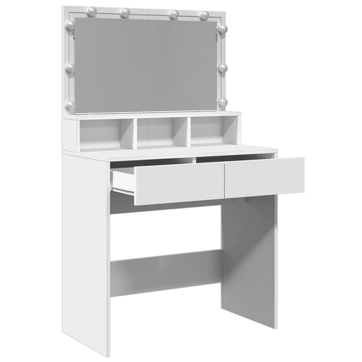 Modern Dressing Table with LED Lights - White, 80x41x134.5 cm | Elegant Vanity Desk with Ample Storage and Mirror - Premium  from Home Treasures - Just £177.99! Shop now at Home Treasures