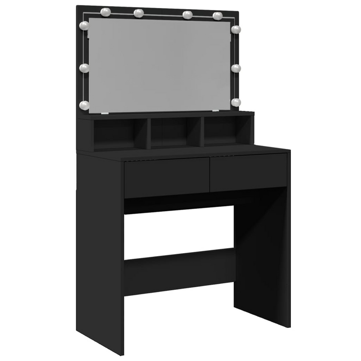 Black LED Dressing Table - Stylish Makeup Vanity with Mirror and Storage, 80x41x134.5 cm - Premium  from Home Treasures - Just £154.99! Shop now at Home Treasures