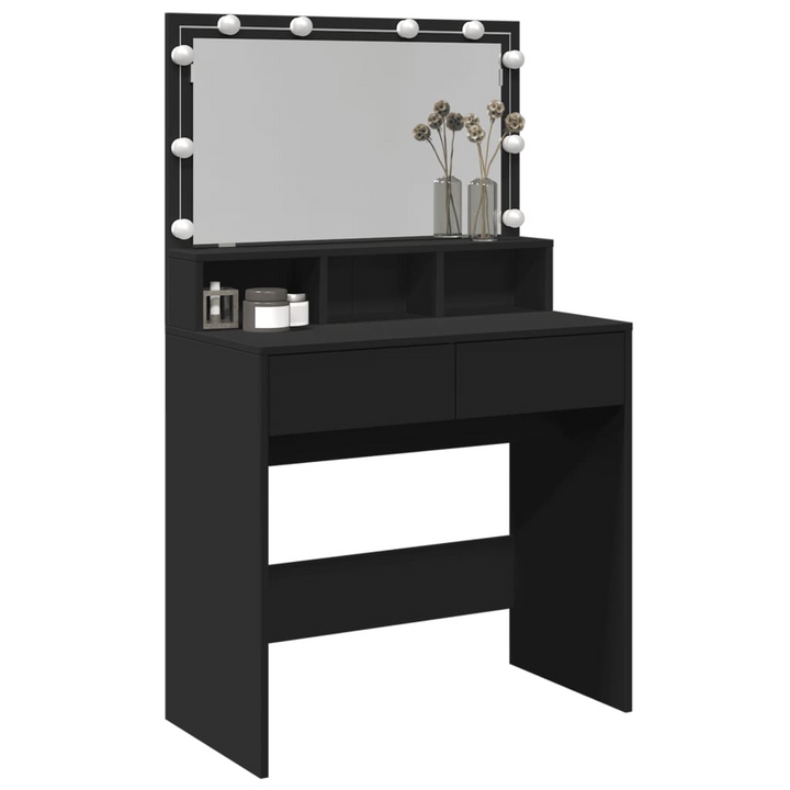 Black LED Dressing Table - Stylish Makeup Vanity with Mirror and Storage, 80x41x134.5 cm - Premium  from Home Treasures - Just £154.99! Shop now at Home Treasures