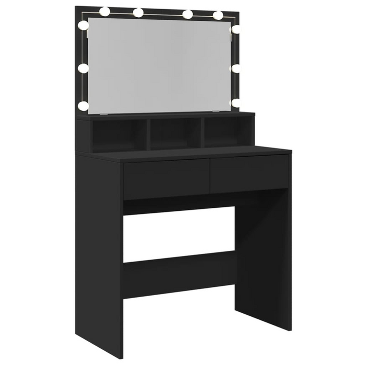 Black LED Dressing Table - Stylish Makeup Vanity with Mirror and Storage, 80x41x134.5 cm - Premium  from Home Treasures - Just £154.99! Shop now at Home Treasures