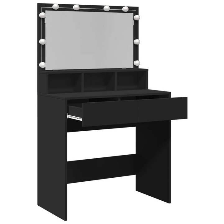 Black LED Dressing Table - Stylish Makeup Vanity with Mirror and Storage, 80x41x134.5 cm - Premium  from Home Treasures - Just £154.99! Shop now at Home Treasures