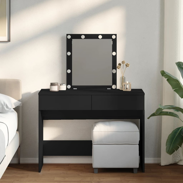 Black Dressing Table with LED Lights & Mirror - 100x40x130 cm - Stylish Makeup Vanity with Drawers - Premium  from Home Treasures - Just £130.99! Shop now at Home Treasures