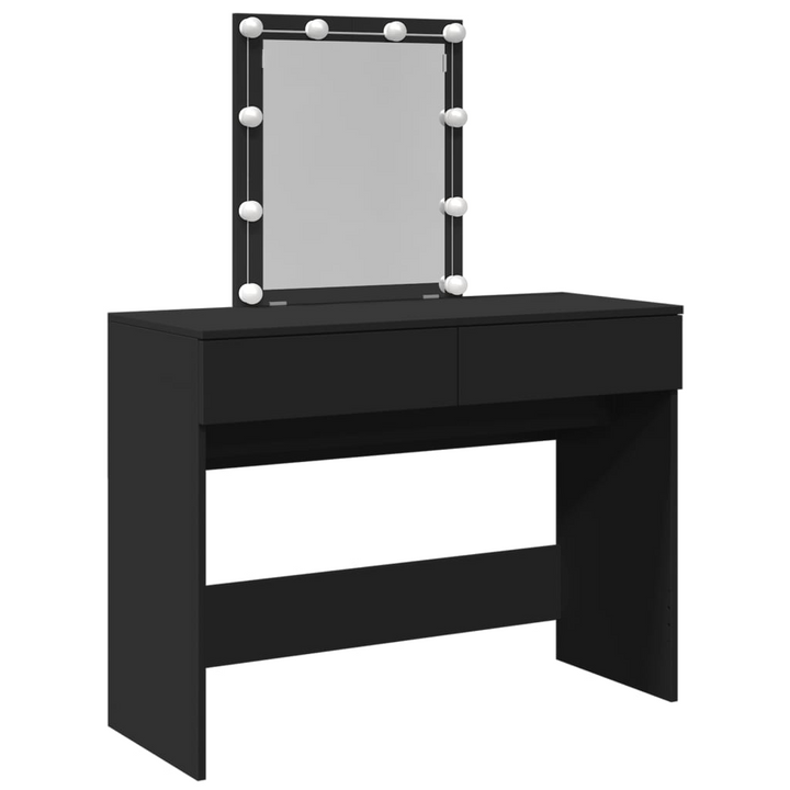 Black Dressing Table with LED Lights & Mirror - 100x40x130 cm - Stylish Makeup Vanity with Drawers - Premium  from Home Treasures - Just £130.99! Shop now at Home Treasures