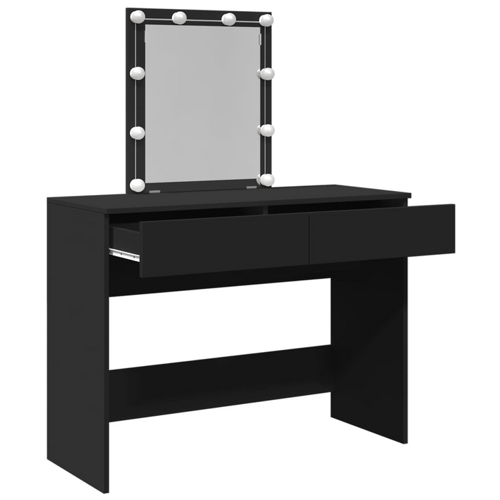 Black Dressing Table with LED Lights & Mirror - 100x40x130 cm - Stylish Makeup Vanity with Drawers - Premium  from Home Treasures - Just £130.99! Shop now at Home Treasures