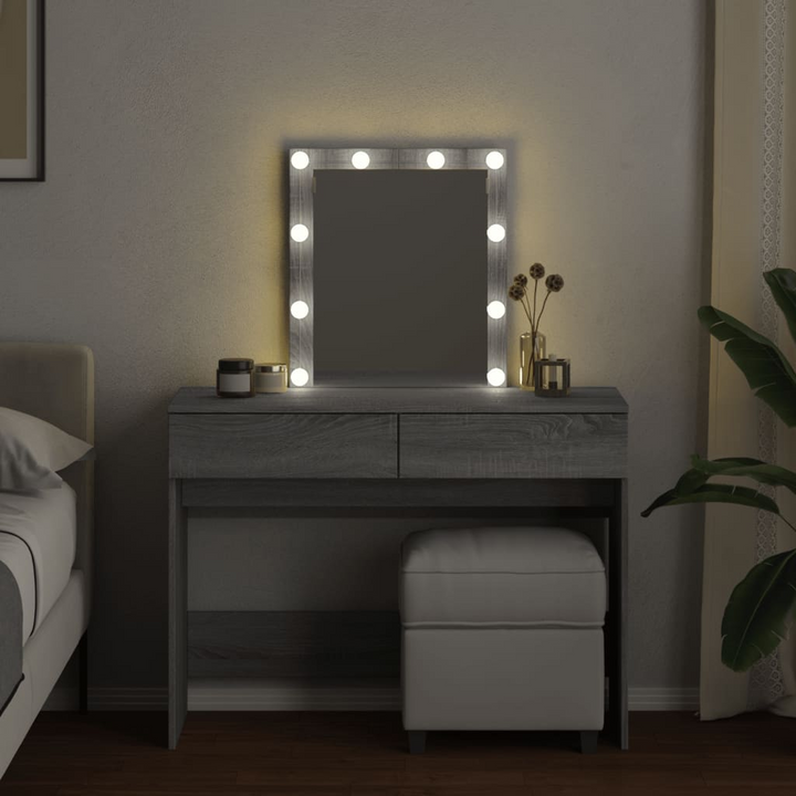 Stylish Dressing Table with LED Lights in Grey Sonoma - Ample Storage and Elegant Design, 100x40x130 cm - Premium  from Home Treasures - Just £130.99! Shop now at Home Treasures