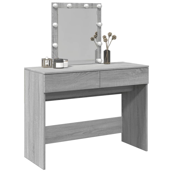 Stylish Dressing Table with LED Lights in Grey Sonoma - Ample Storage and Elegant Design, 100x40x130 cm - Premium  from Home Treasures - Just £130.99! Shop now at Home Treasures