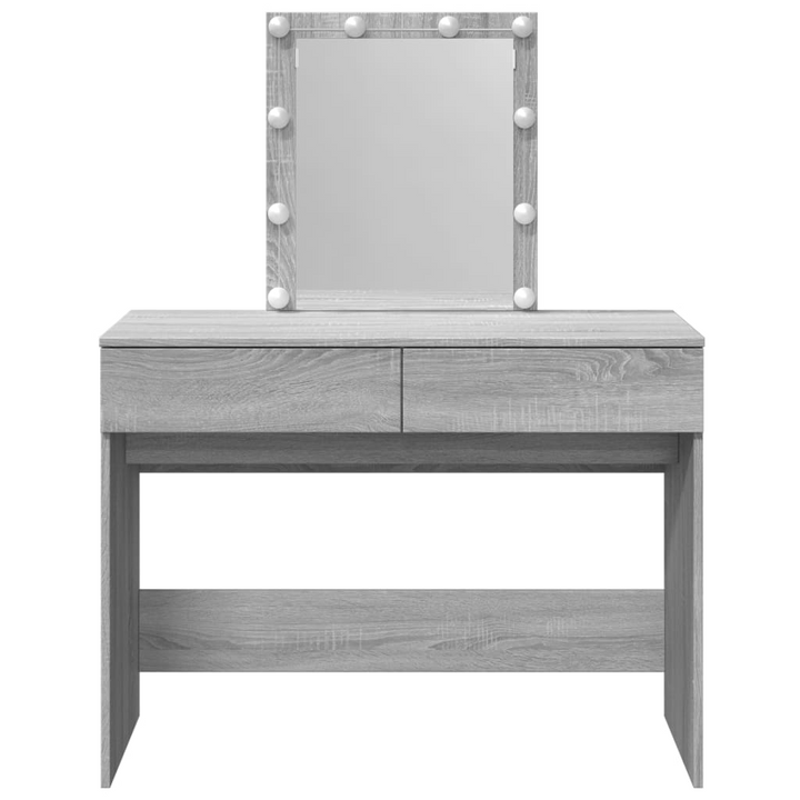 Stylish Dressing Table with LED Lights in Grey Sonoma - Ample Storage and Elegant Design, 100x40x130 cm - Premium  from Home Treasures - Just £130.99! Shop now at Home Treasures